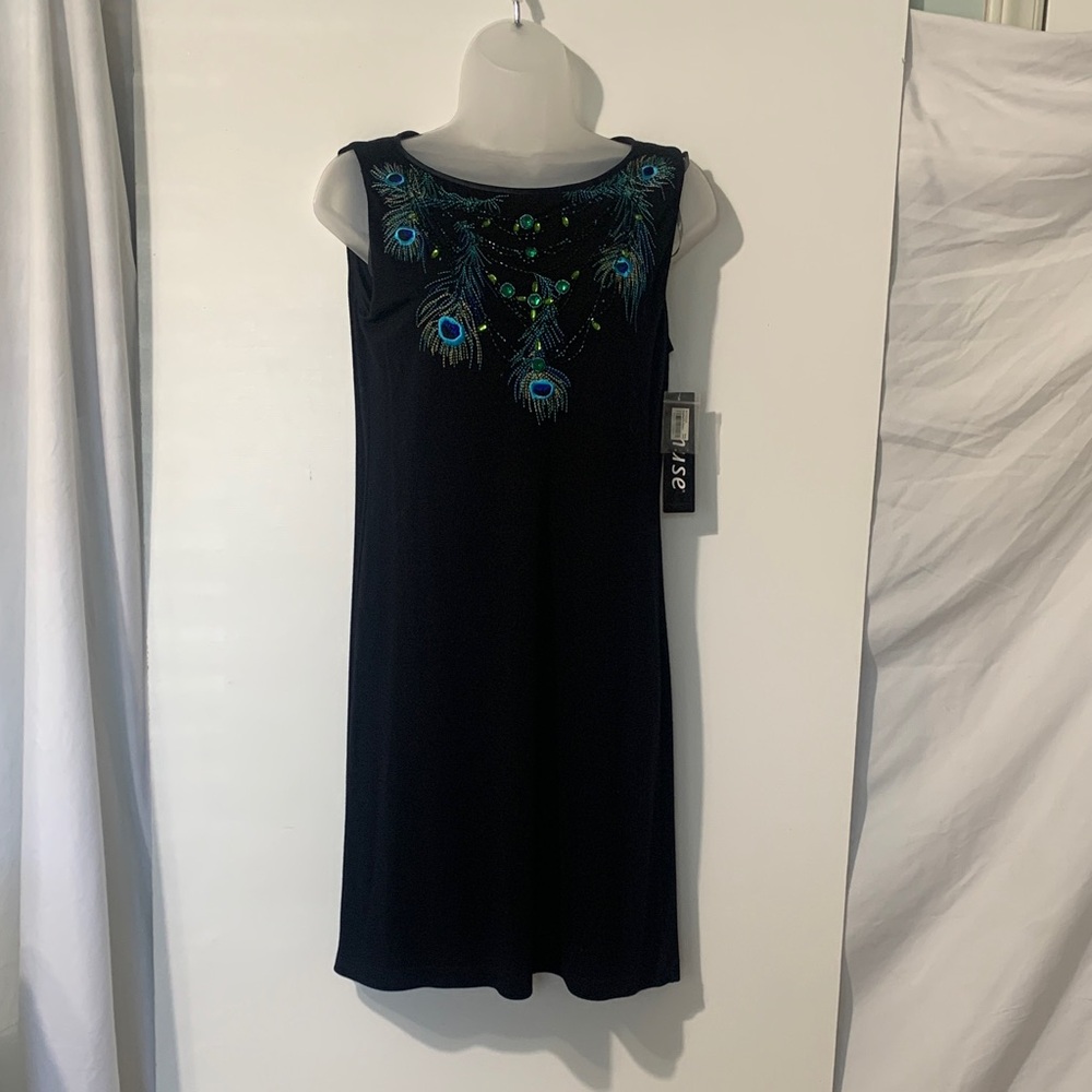 Muse Black Dress with Blue and Green Embroidery